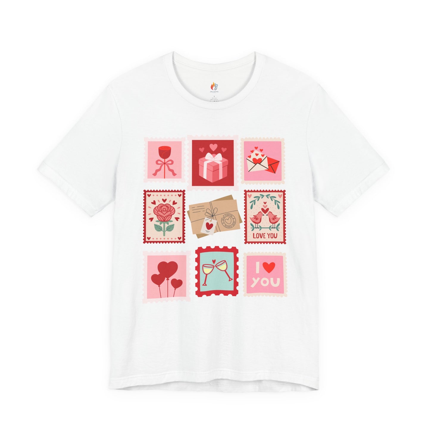 Love Stamps T-Shirt, Valentine’s Day T-shirt, Cute Valentine Shirt, Love Graphic Tee, Unisex Valentine Outfit, Gift for Him or Her, Romantic Holiday Tee
