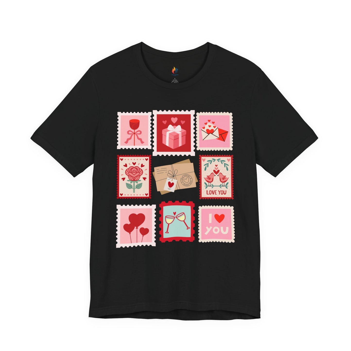 Love Stamps T-Shirt, Valentine’s Day T-shirt, Cute Valentine Shirt, Love Graphic Tee, Unisex Valentine Outfit, Gift for Him or Her, Romantic Holiday Tee