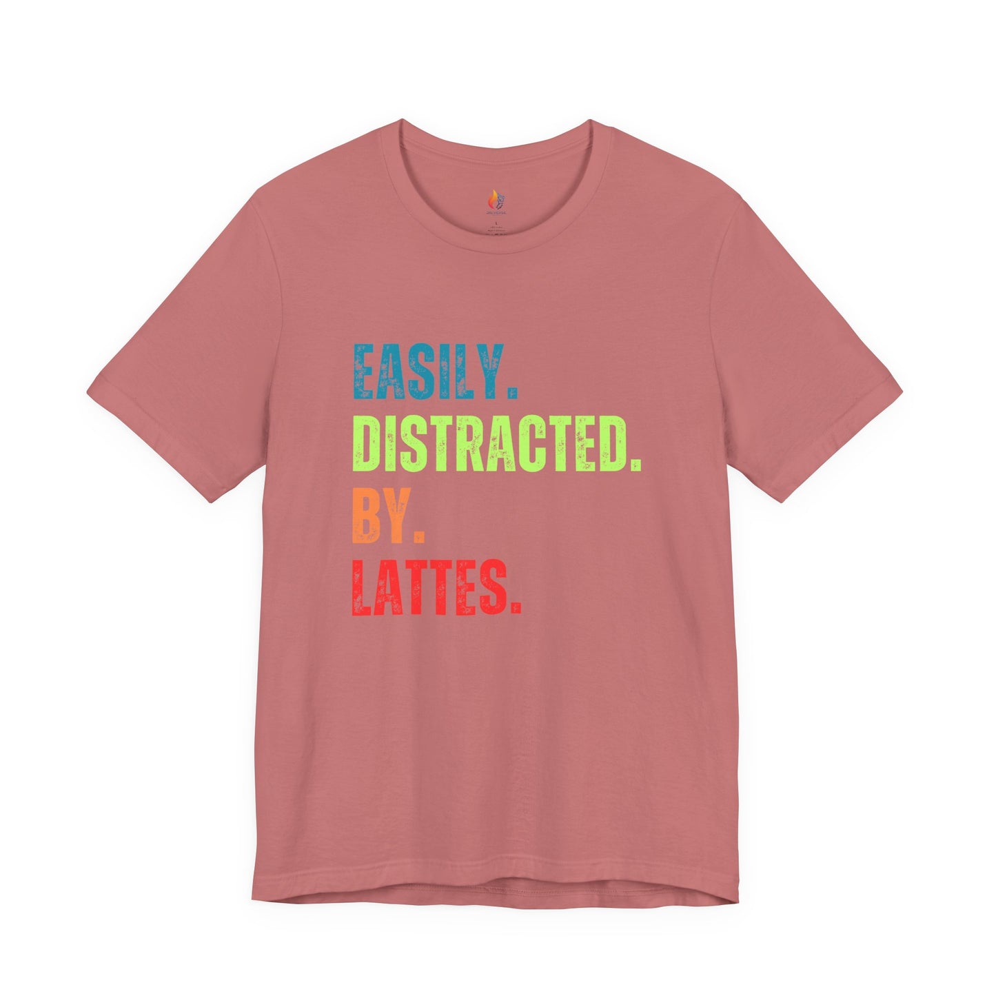 Coffee Lover T-Shirt - "Easily Distracted by Lattes" Graphic Tee