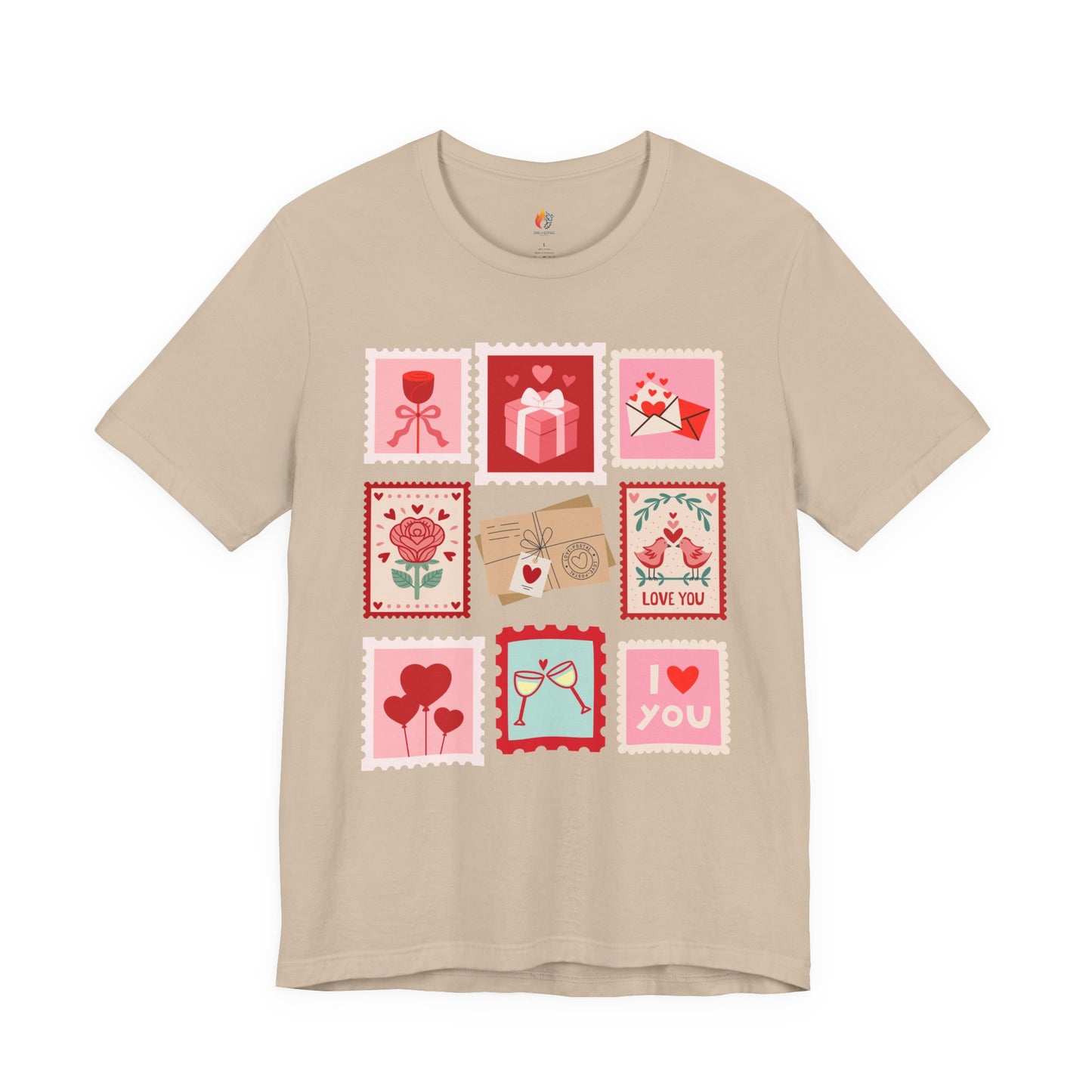 Love Stamps T-Shirt, Valentine’s Day T-shirt, Cute Valentine Shirt, Love Graphic Tee, Unisex Valentine Outfit, Gift for Him or Her, Romantic Holiday Tee