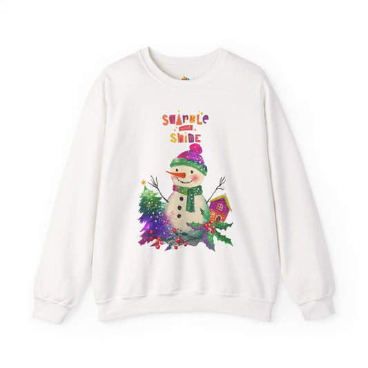 Sparkle & Shine, Snowman, Christmas Sweatshirt, Unisex Crewneck, Holiday Season Outfit, Winter Sweatshirt