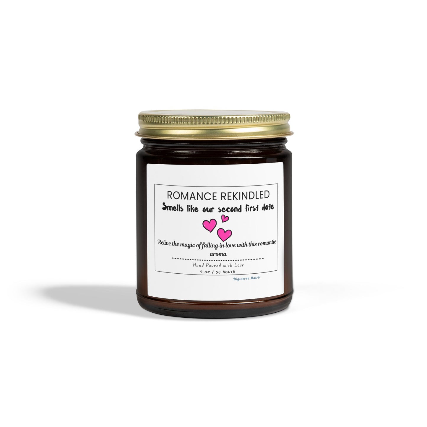 "Romance Rekindled" Soy Wax Jar (4oz & 9oz), Coconut Apricot Scented Candle - Valentines Day Gift