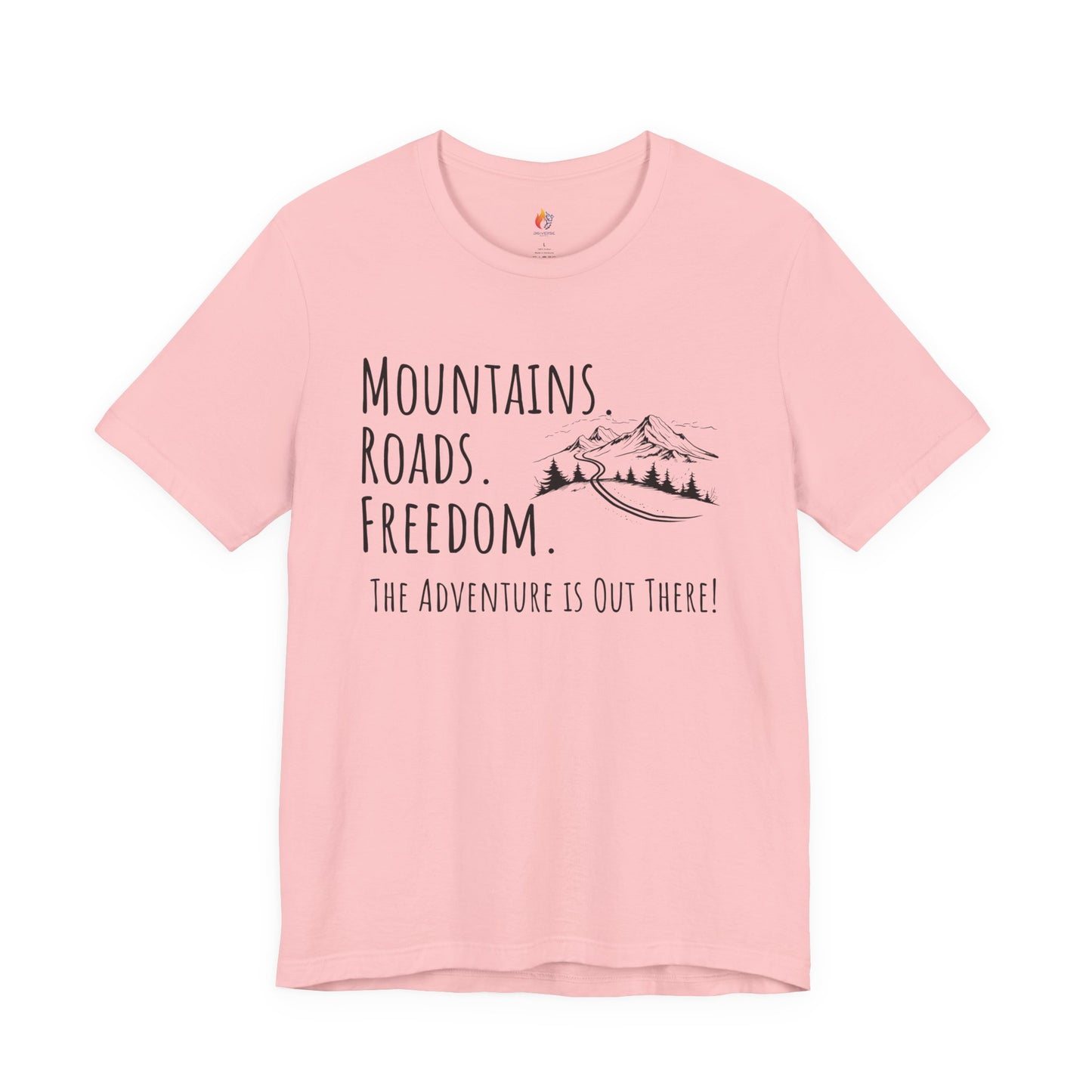 Travel lover T-Shirt - "Mountains, Roads, Freedom", Adventure Graphic Tee