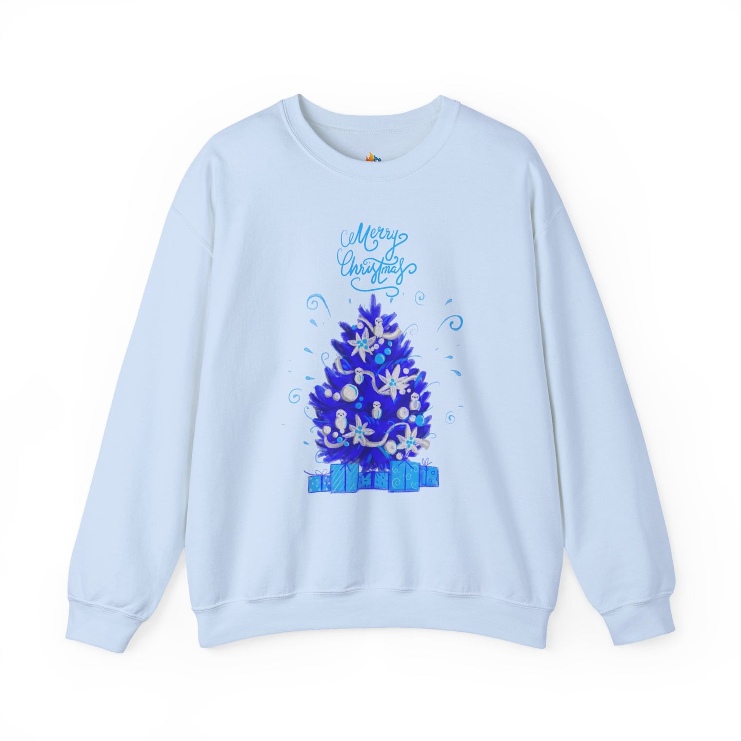 Blue Christmas Sweatshirt, Unisex Crewneck, Holiday Season Outfit, Winter Sweatshirt