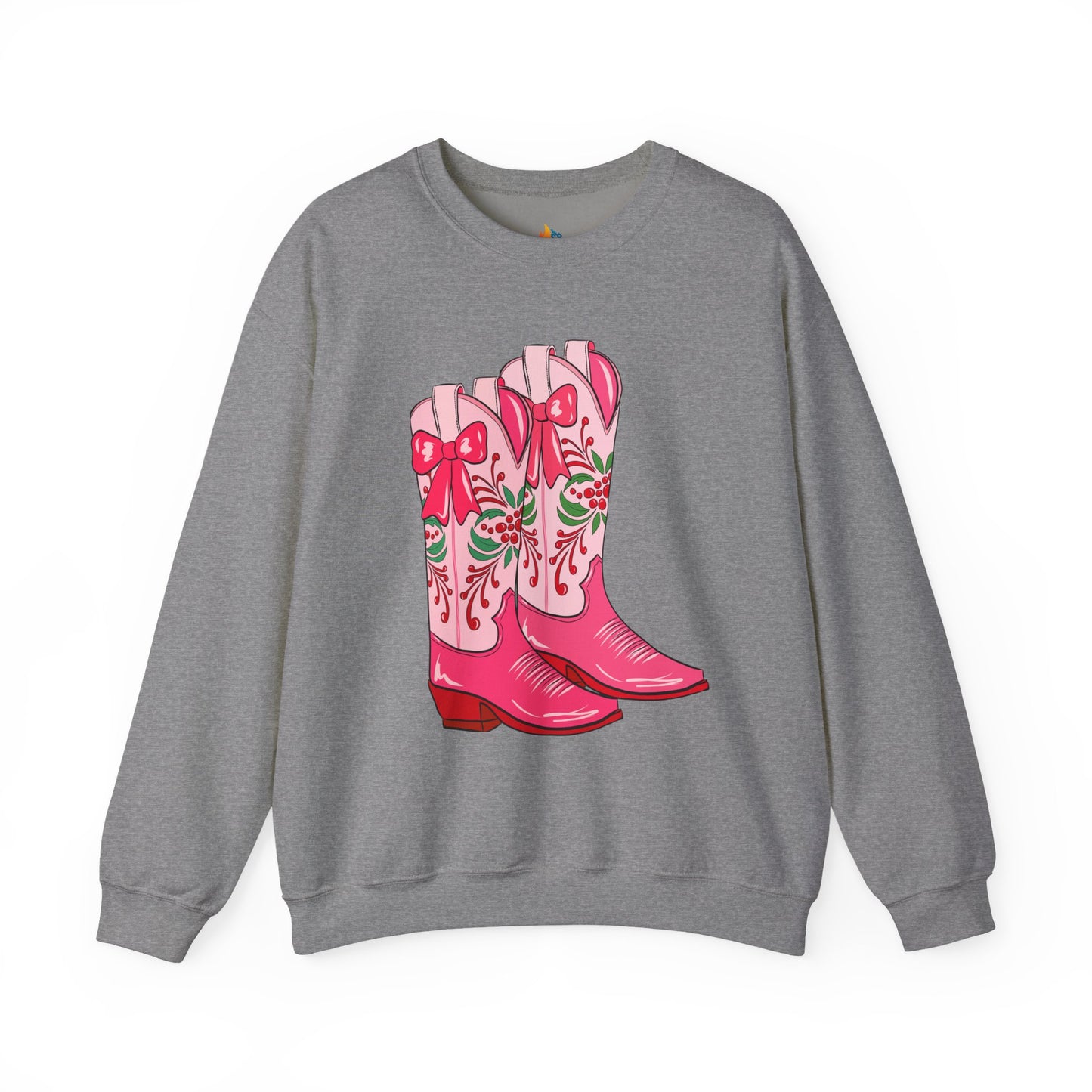 Boots, Christmas Sweatshirt, Unisex Crewneck, Holiday Season Outfit, Winter Sweatshirt