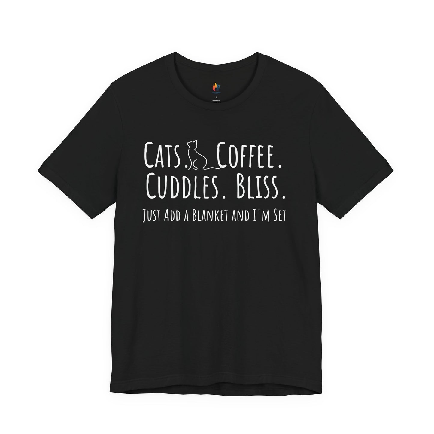 Cats, Coffee, Cuddles, Bliss - T-Shirt, Coffee lover, Cat Lover, Pet Lover Tee