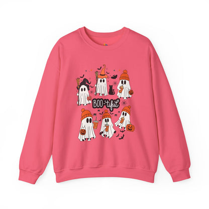 Boo-tiful ghost Sweatshirt, Unisex Crewneck, Fall Season Outfit, Cozy Fall Gift, Halloween Gift