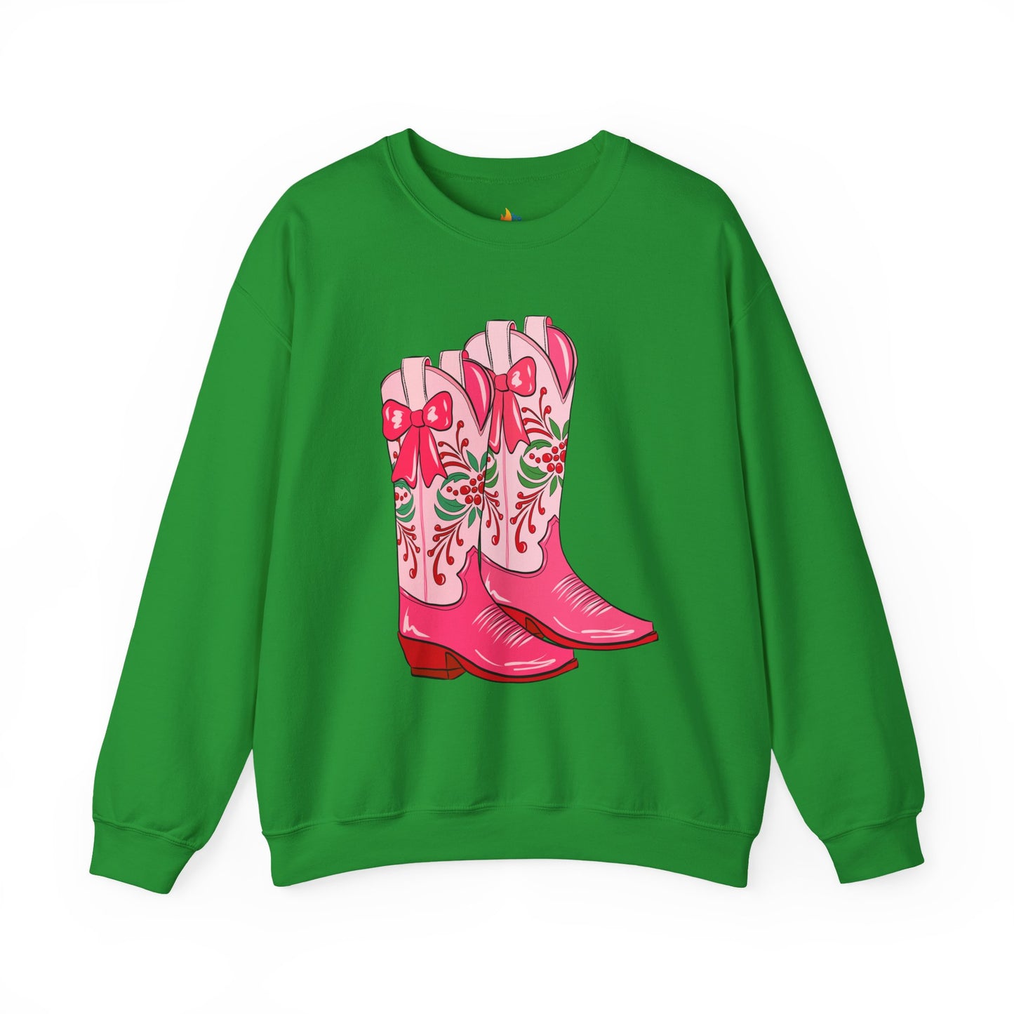 Boots, Christmas Sweatshirt, Unisex Crewneck, Holiday Season Outfit, Winter Sweatshirt