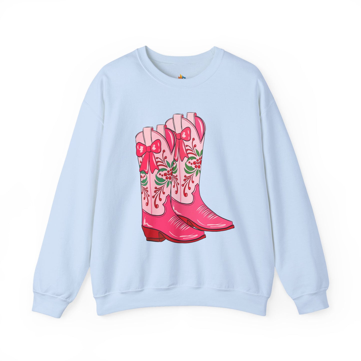 Boots, Christmas Sweatshirt, Unisex Crewneck, Holiday Season Outfit, Winter Sweatshirt