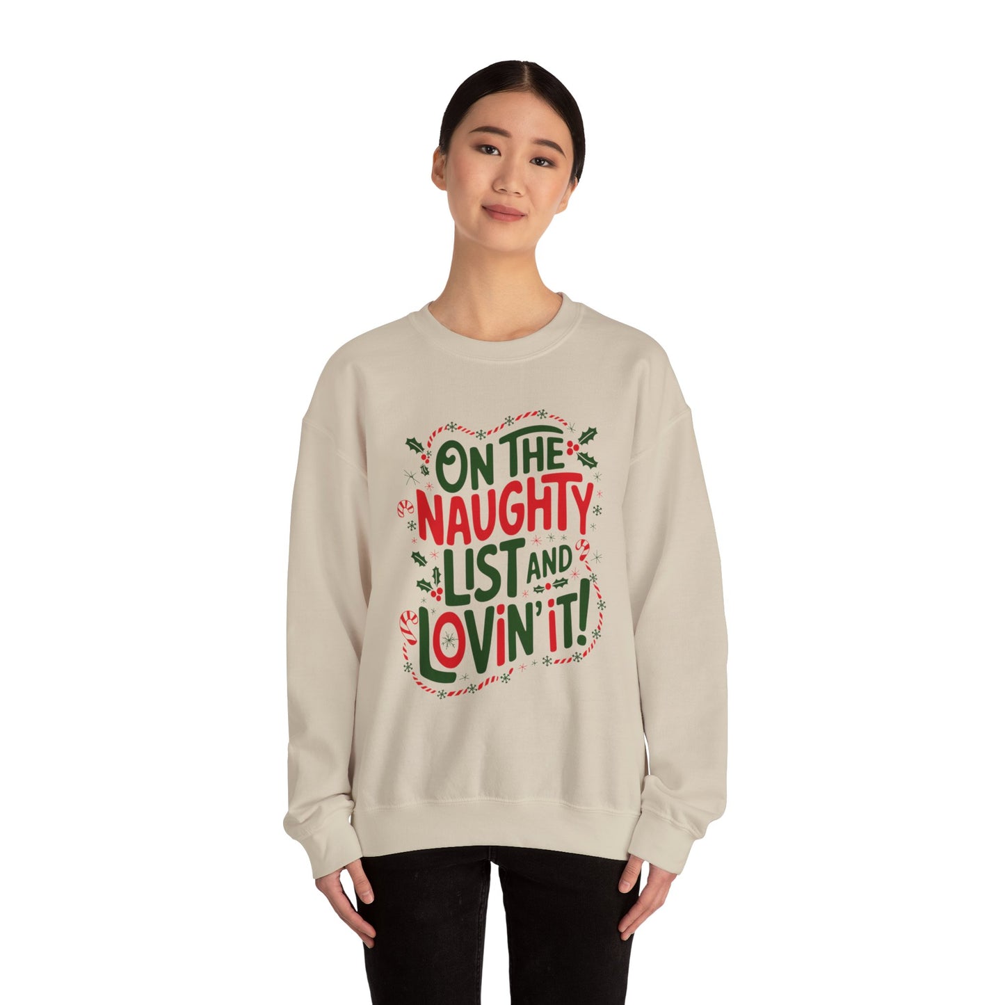 On the naughty list Christmas Sweatshirt, Unisex Crewneck, Holiday Season Outfit, Winter Sweatshirt
